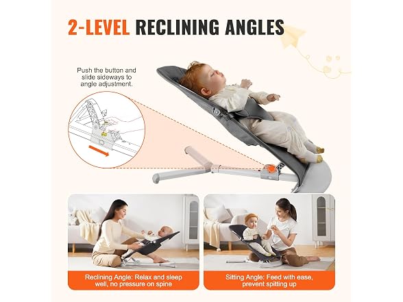 Baby Bouncer, Folding Bouncer Seat for 3-Point