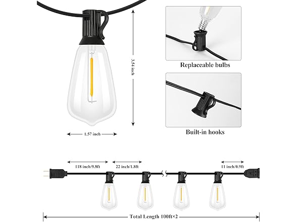 Brightever Outdoor String Lights 200FT Waterproof