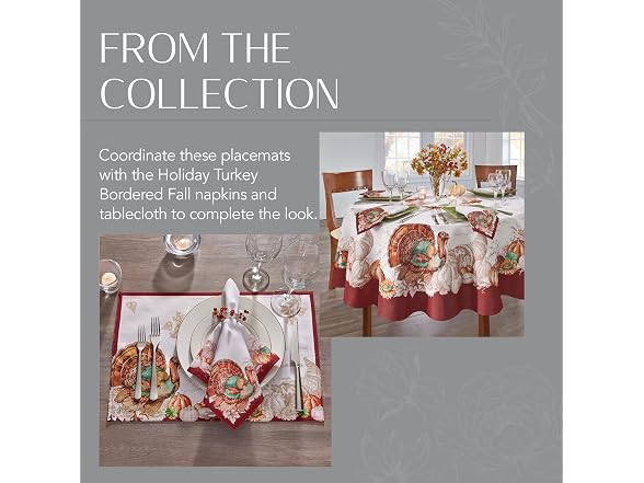 Threadmade Holiday Turkey Bordered Fall Placemat