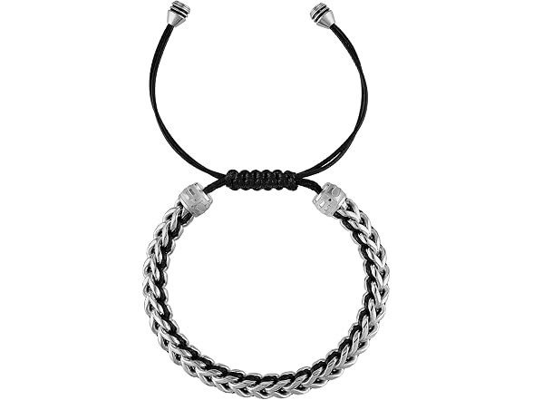 Bulova Men Classic Beaded Polished Steel Bracelet