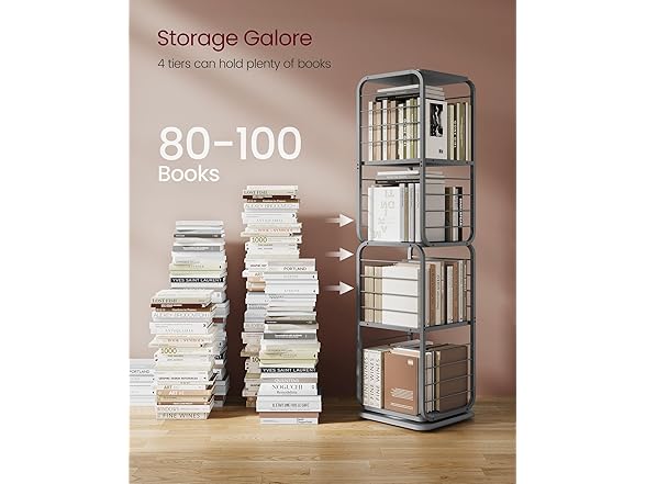 VASAGLE 4-Tier Rotating Bookshelf