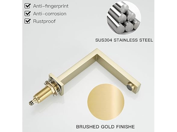 BWE Brushed Gold 8 Inch Widespread Bathroom Sink Faucet