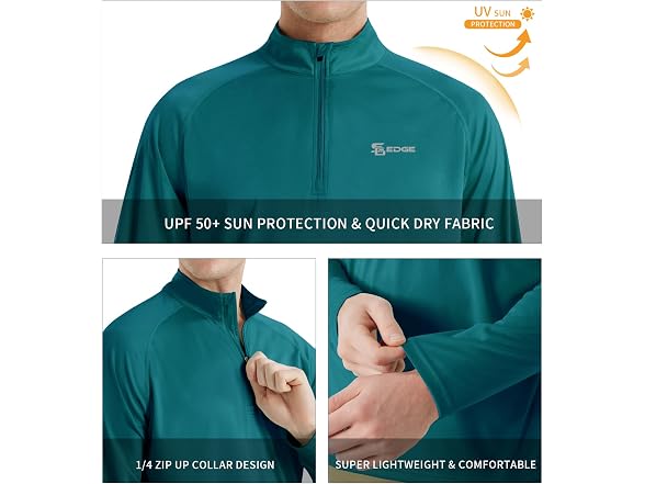 SG Edge Men (L) UPF 50+ Rash Guard 1/4 Zip Shirt