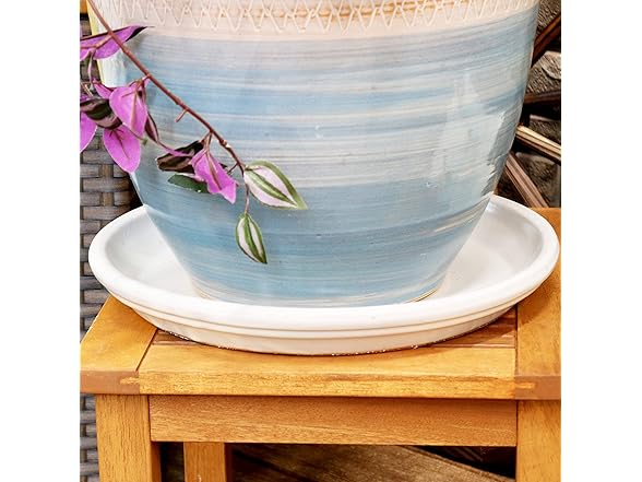 Sunnydaze Decor AP-012 2 Ceramic Saucers 12in Pearl