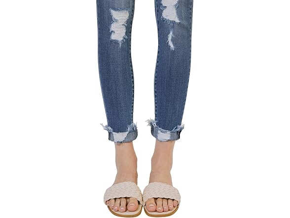 Kan Can Women (28) Mid-Rise Ankle Frayed Jeans