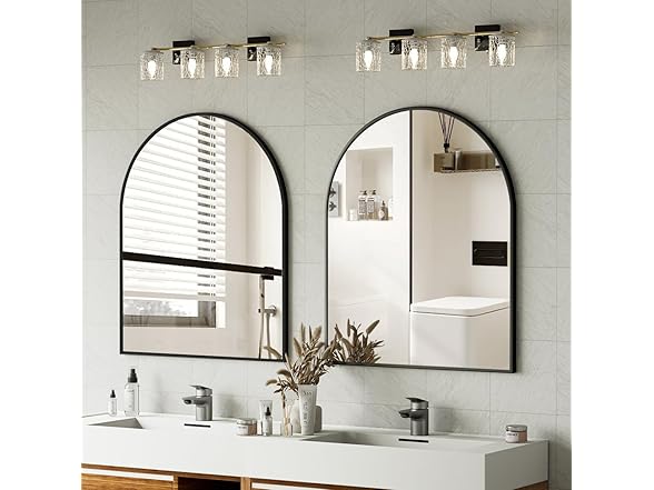 Easly Arched Bathroom Mirror, 32x34 Inch