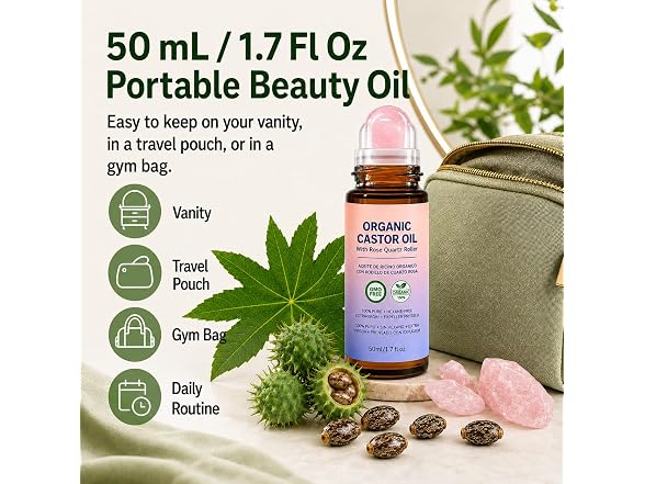 Castor Oil Roll On, Cold Pressed Beauty
