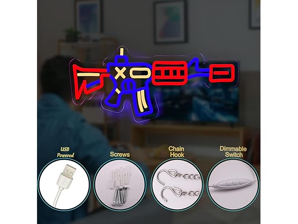 LAXUEDEER Toy Gun Neon Sign