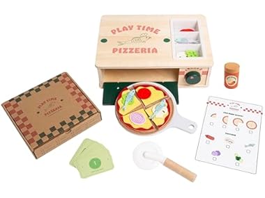 $19.99, Was $32.89, 39% Off! Pearhead Wooden Pizzeria Montessori Set, 38-Piece dealfomo