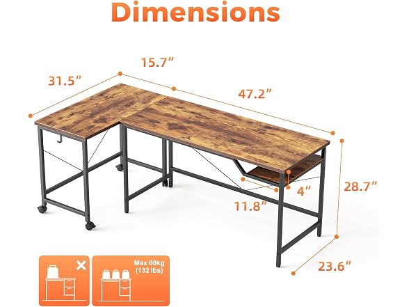 Mericonia L Shaped Computer Desk
