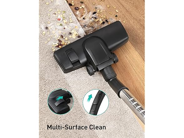 Aspiron Canister Vacuum Cleaner, 40Kpa Bagless Vacuum Cleaners, 4QT Large Dust Cup, Double HEPA Filter, Retractable Cord, 1600W Lightweight Vacuum Cleaner with 5 Tools for Hard Floors, Silver (Open Box)