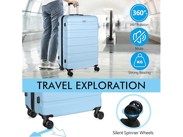 AnyZip W0893 Large Luggage 30 Inch Light Blue (Open Box)