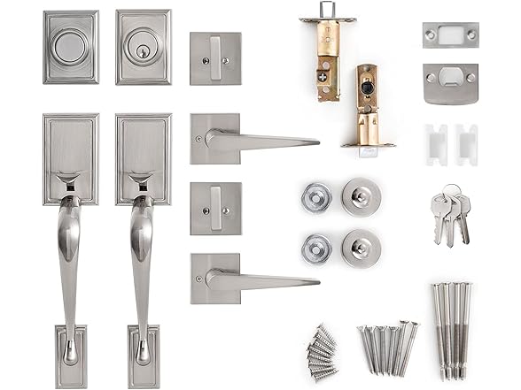 GUA OYH Double Door Handleset, Nickel