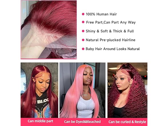 Burgundy Lace Front Wigs Human Hair