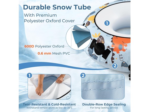 Goplus Snow Tube, 52" Inflatable Snow Sled