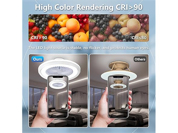 White Low Profile Ceiling Fan 24" RGB