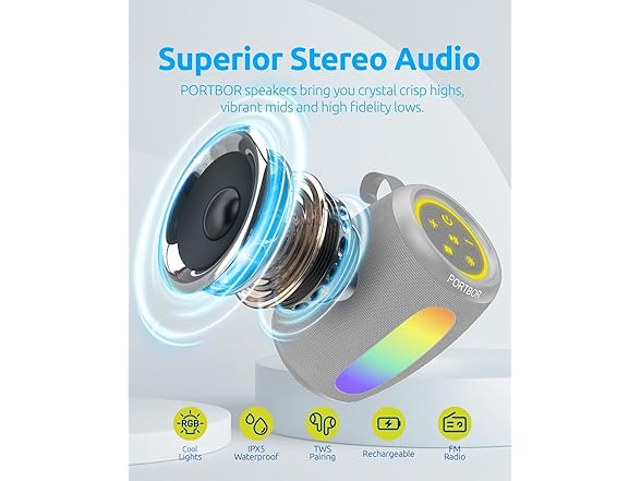 PORTBOR Wireless Bluetooth Speaker
