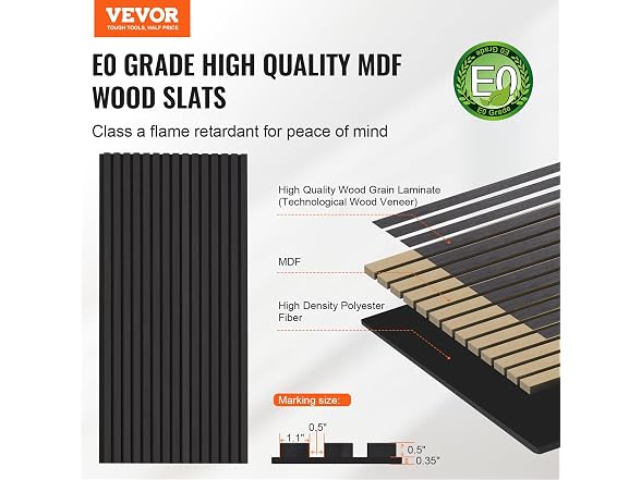 Wood Slat Acoustic Panels - 23.6" x 47.2"