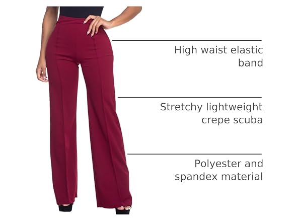 Cemi Ceri Women (M) High Waist Wide Pants Burgundy