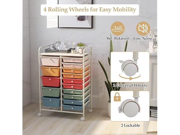 LUARANE Rolling Cart with 15 Drawers