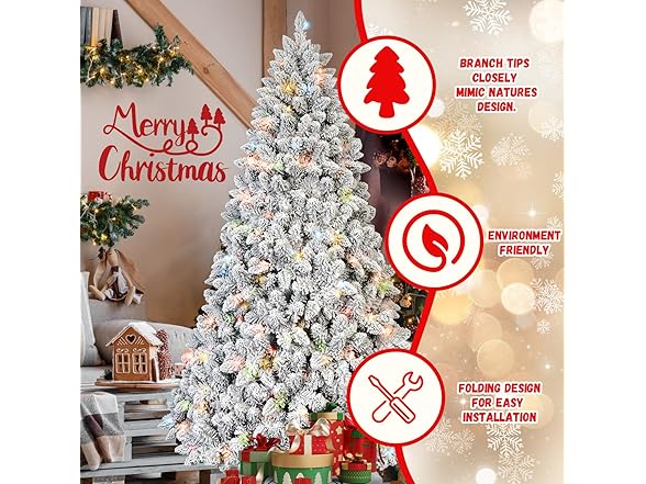 MARCOLOR 6FT Flocked Christmas Tree