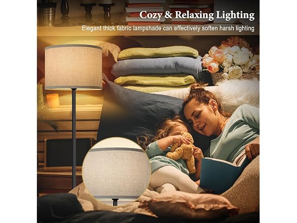 TOBUSA 65’’ Tall Floor Lamp for Bedroom with Grey Shade