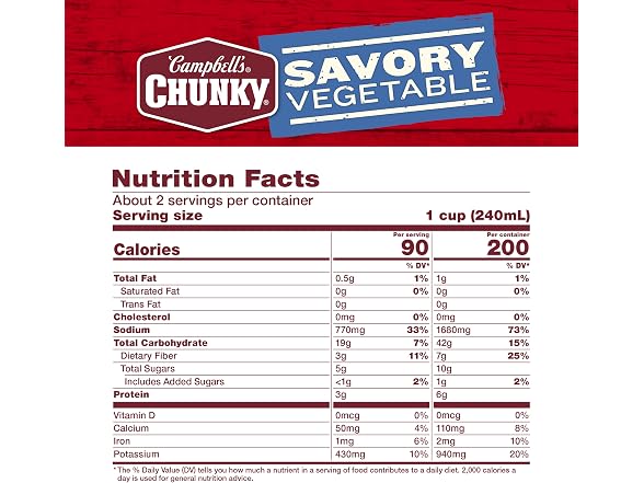 Campbells Chunky Soup Savory Vegetable 12pk