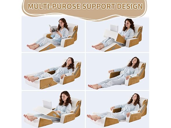 paxato 9PCS Wedge Pillow Set Brown