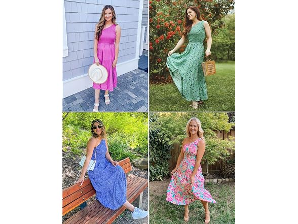 Zesica Women (XL) Summer One Shoulder Midi Dresses