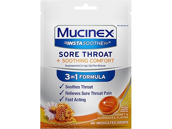 Mucinex InstaSoothe Throat Drops 40ct