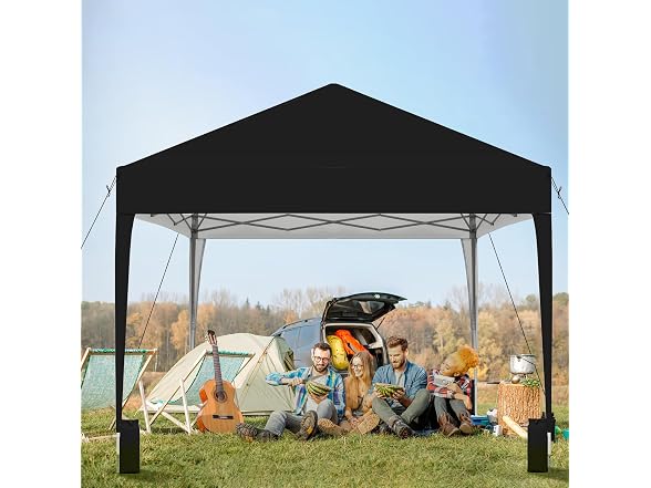 SANUMY 10x10 Pop Up Canopy – Easy Setup, Black