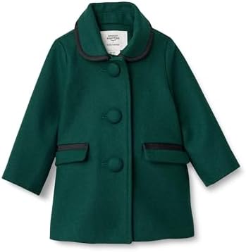 Amazon Essentials x Sofia Grainge Baby Girls' Wool Blend Dress Coat, Dark Green, 12 Months