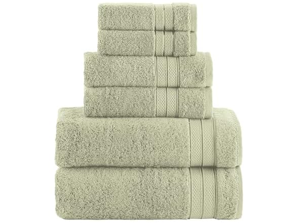 Elegant Comfort Luxury 6-Piece Towel Set, Jade Green