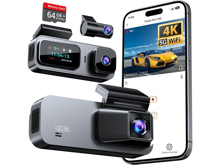 3-Channel 4K Front/Rear/Inside Dash Cam
