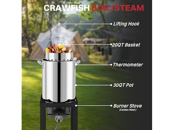 Pipopa 30QT & 10QT Stainless Steel Turkey Fryer