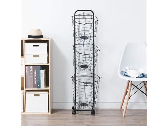 Lomani 3-layers laundry basket on wheels