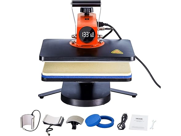 5-in-1 Heat Press Machine, 12" x 15" Fast