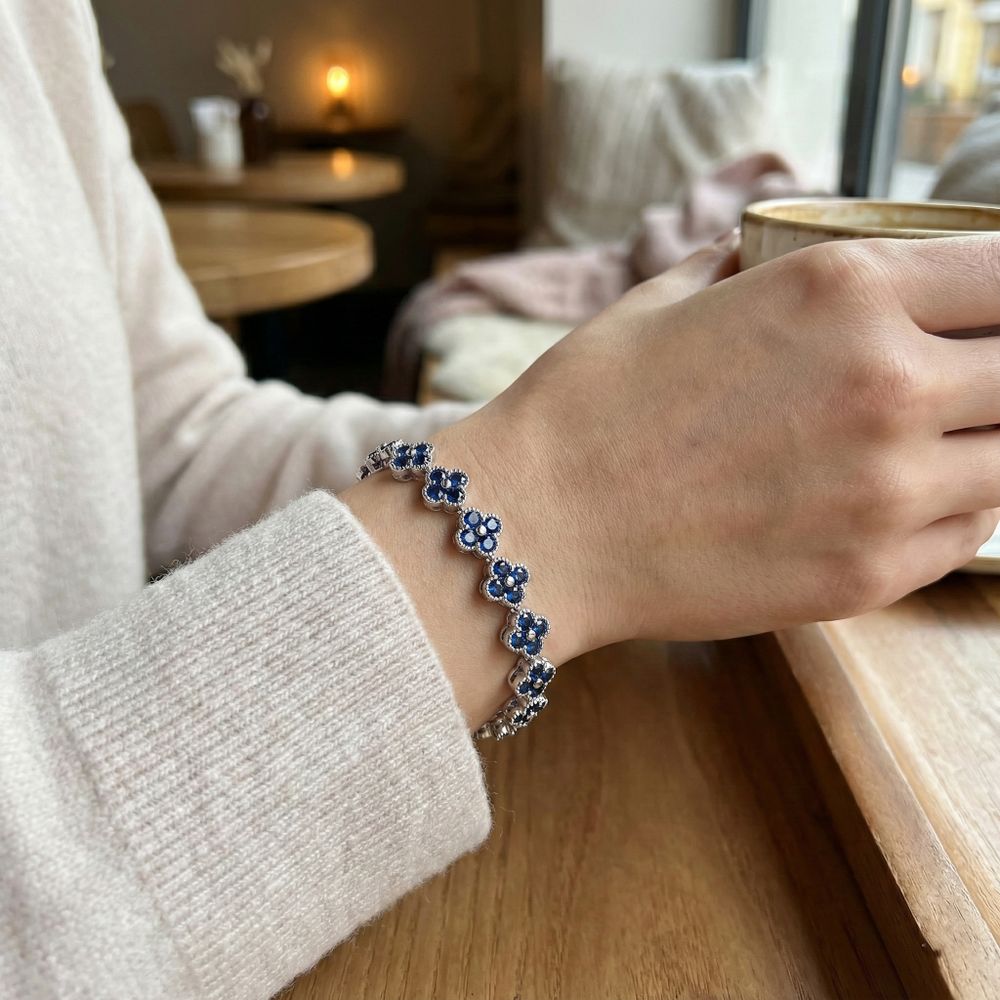 CZ Flower Charm Bracelet - Gallery 15