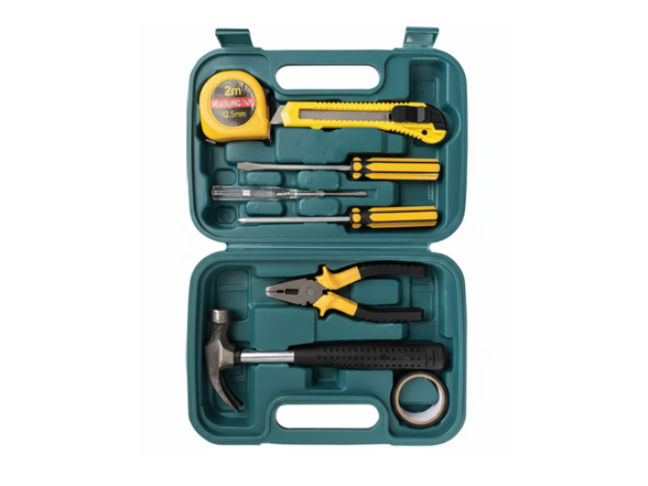 8 Piece Household Tool Set in Plastic Toolbox