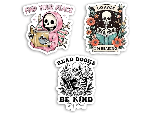 GNAART Skeleton Flower Bookish Stickers