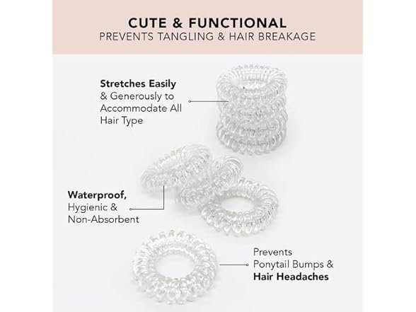 Kitsch Spiral Hair Ties for Women - Denim
