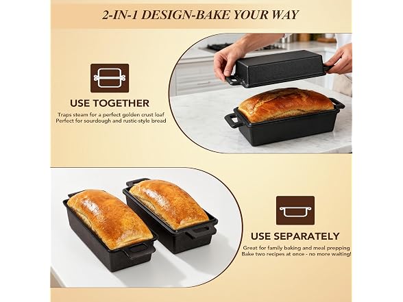 ROTTOGOON 2 in 1 Cast Iron Loaf Pan