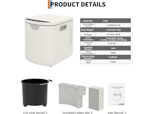 3.5L Fully Automatic Kitchen Compost Bin