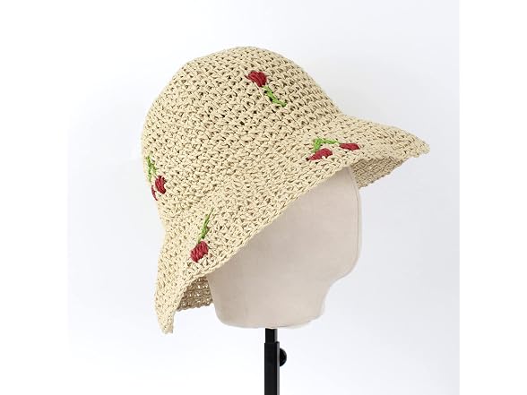 Minache Girls (Medium-Large) Wide Brim Straw Hat