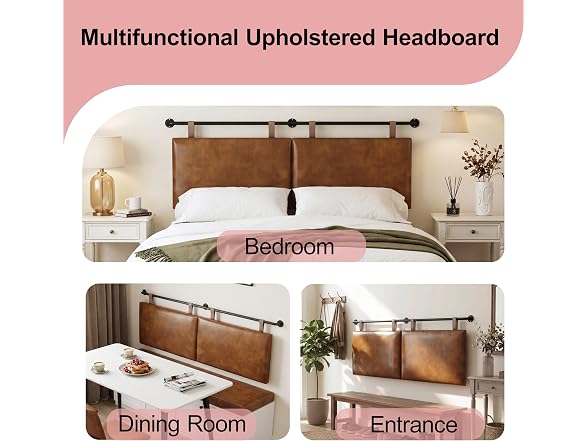 HouseMila Brown Leather King Headboard