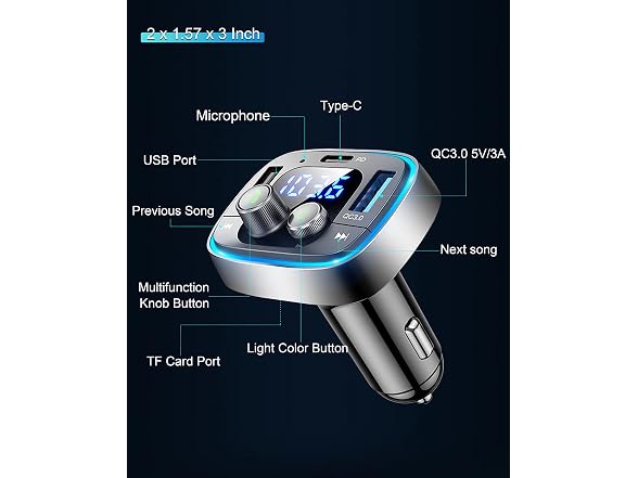 LIHAN Bluetooth Car Adapter 5.4, FM Transmitter