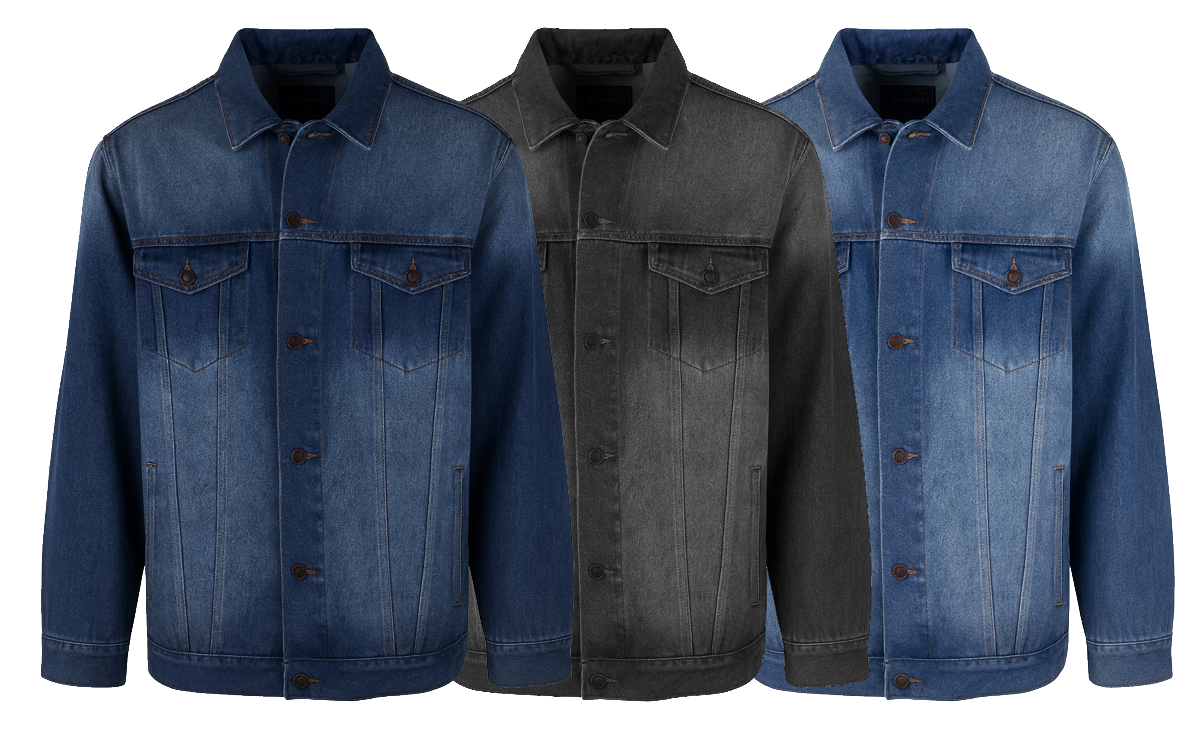 (1 or 2pk) Mens Classic Denim Jacket (S-2XL) - Gallery 17