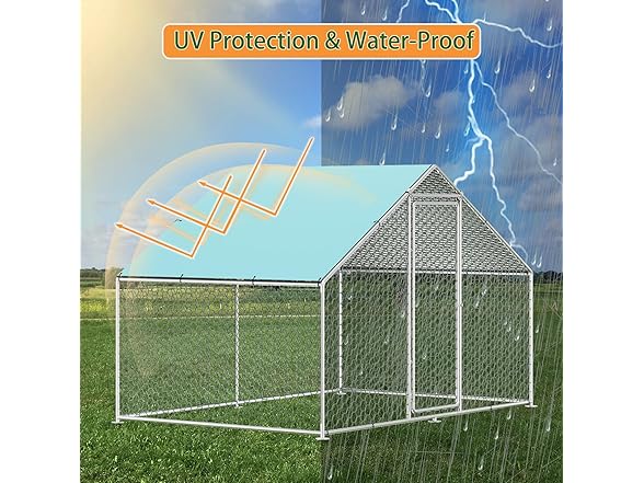 Sunny Heart Large Chicken Coop Run with Immersed Wire Mesh,  (Open Box)