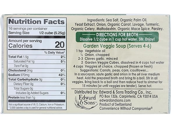 EDWARD & SONS Garden Vegetable Bouillon Cubes 2.9 oz