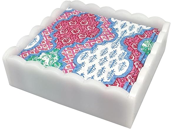 MARIPOSA PROVENCAL SCALLOPED COCKTAIL NAPKIN BOX SET